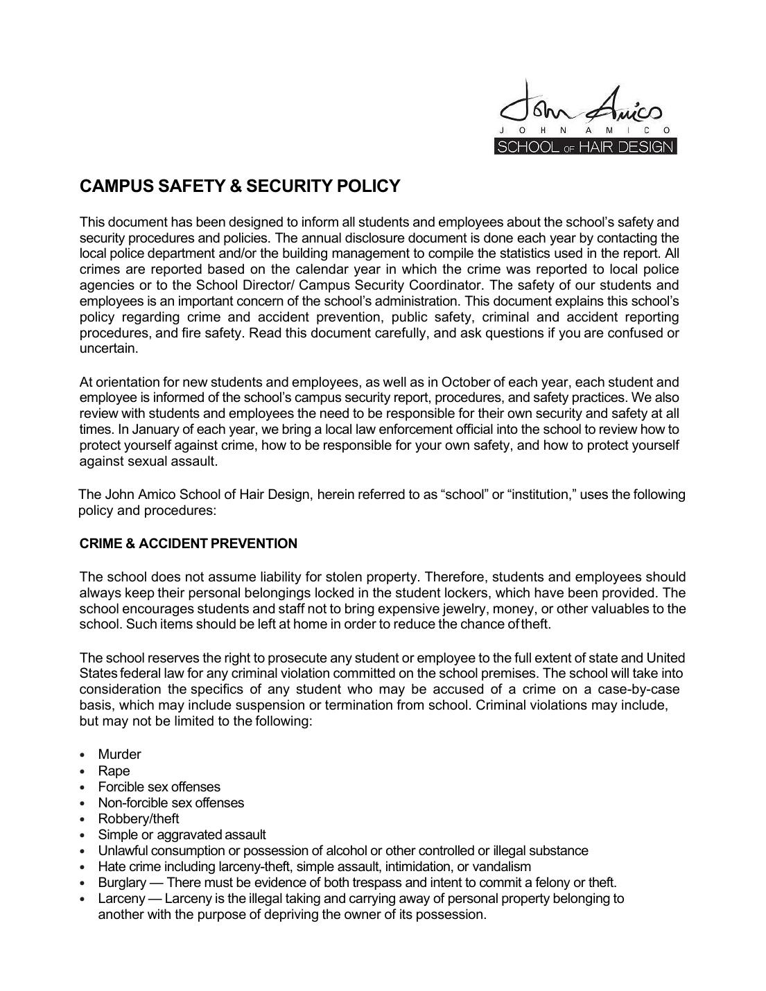 Oak Forest Campus Safety and Security September 2025 PDF cover