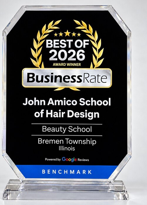 BusinessRate Best of 2026 Award Winner, John Amico School of Hair Design, Beauty School, Bremen Township, Illinois, powered by Google Reviews